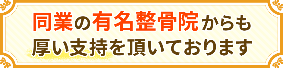 同業の有名整骨院からも厚い支持をいただいております